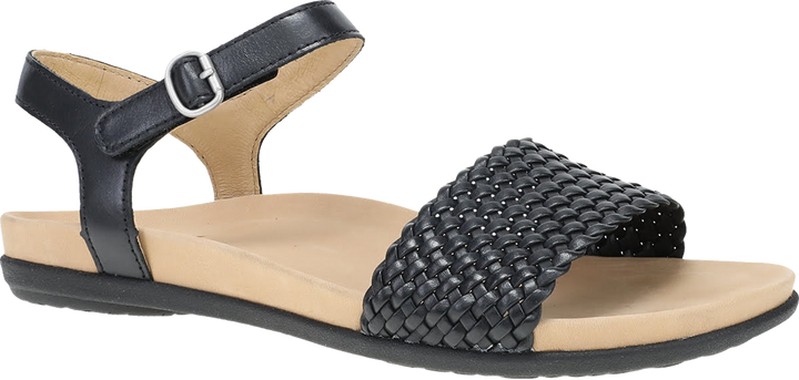 Quarter turn view Women's Dansko Footwear style name Jodie in color Black Woven. Sku: 6224020200