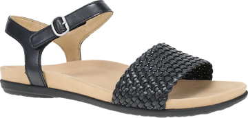Quarter turn view Women's Dansko Footwear style name Jodie in color Black Woven. Sku: 6224020200