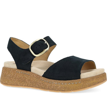 Quarter turn Women's Dansko Footwear style name Bianca in color Black Burnished Suede. Sku: 7011100300