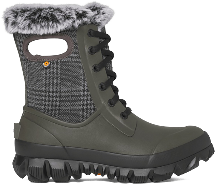 Quarter turn view Women's Bogs Footwear style name Arcata Plaid in color CEMENT MLT. Sku: 73435-054