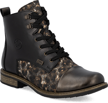 Quarter turn view Women's Rieker Footwear style name Ornella 42 Waterproof in color ANT/SCHW. Sku: 74842-00