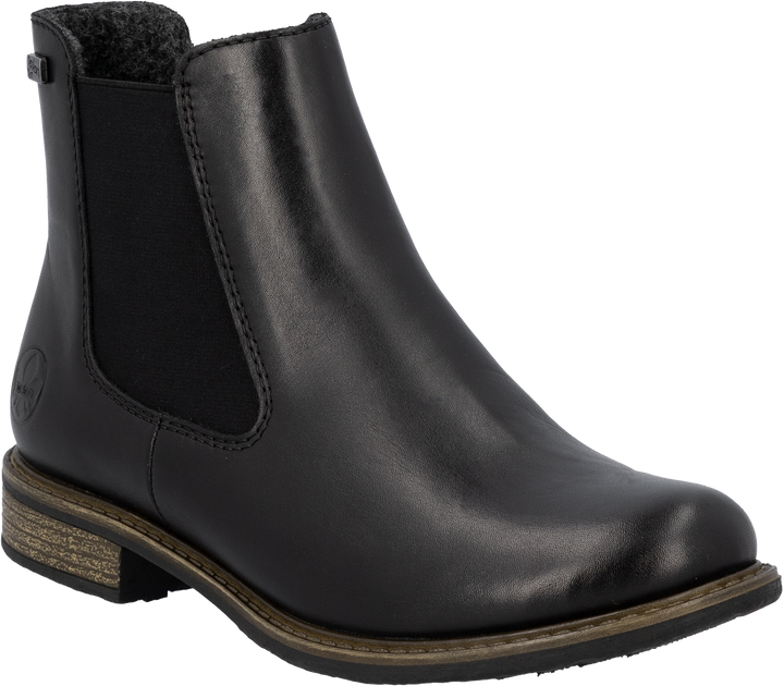 Quarter turn view Women's Rieker Footwear style name Ornella 70 Waterproof in color BLACK. Sku: 74870-00