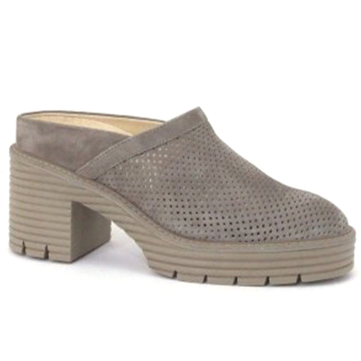 Quarter turn view Women's Soft Waves Footwear style name Morgan Clog in color Taupe Velour. Sku: 88816-005