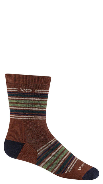 Men's Wide Open Socks style name Multi Stripe Cush Micro Crew in color Chestnut. Sku: 9005-CHESTNUT