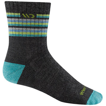 Quarter turn view Women's Wide Open Sock style name Multi Stripe Cushion Micro Crew in color Charcoal. Sku: 9502-CHARCOAL