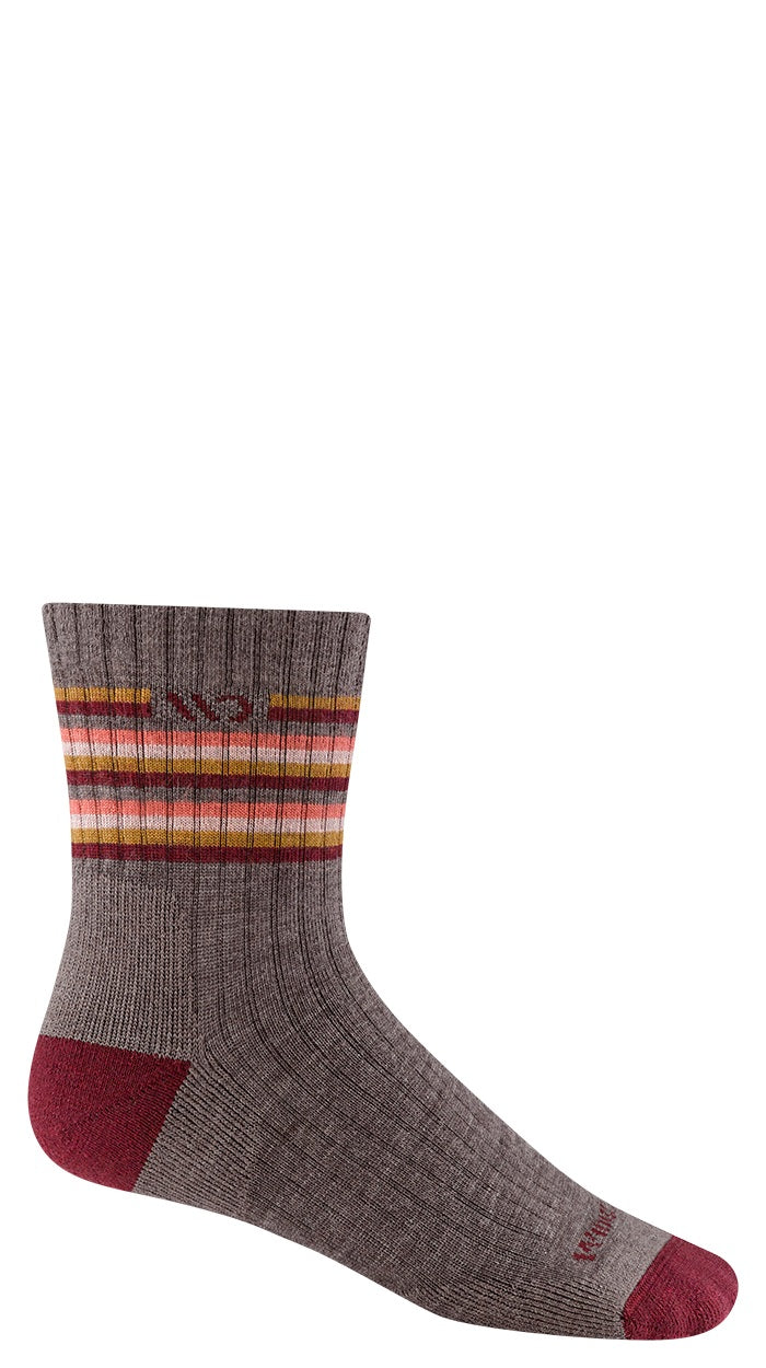 Women's Wide Open Socks style name Multi Stripe Cushion Micro Crew in color Taupe. Sku: 9502-TAUPE