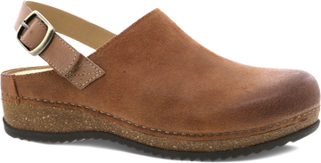 Quarter turn view Women's Dansko Footwear style name Merrin in color TAN BUR SD. Sku: 9605375300