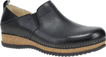 Quarter turn view Women's Dansko Footwear style name Meara in color BLK WAX ML. Sku: 9610500200