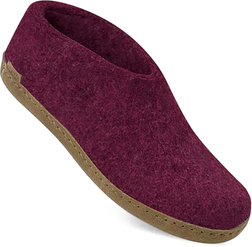 Quarter turn view Women's Glerups Footwear style name Shoe Leather in color CRANBERRY. Sku: A-07