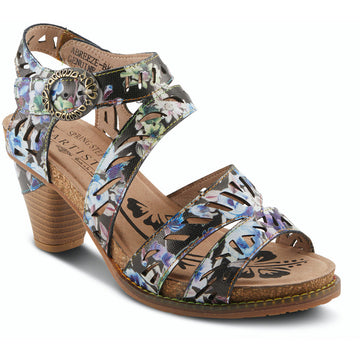 Quarter view Women's L'Artiste Footwear style name Abreeze in color Black Mult. Sku: ABREEZE-BM