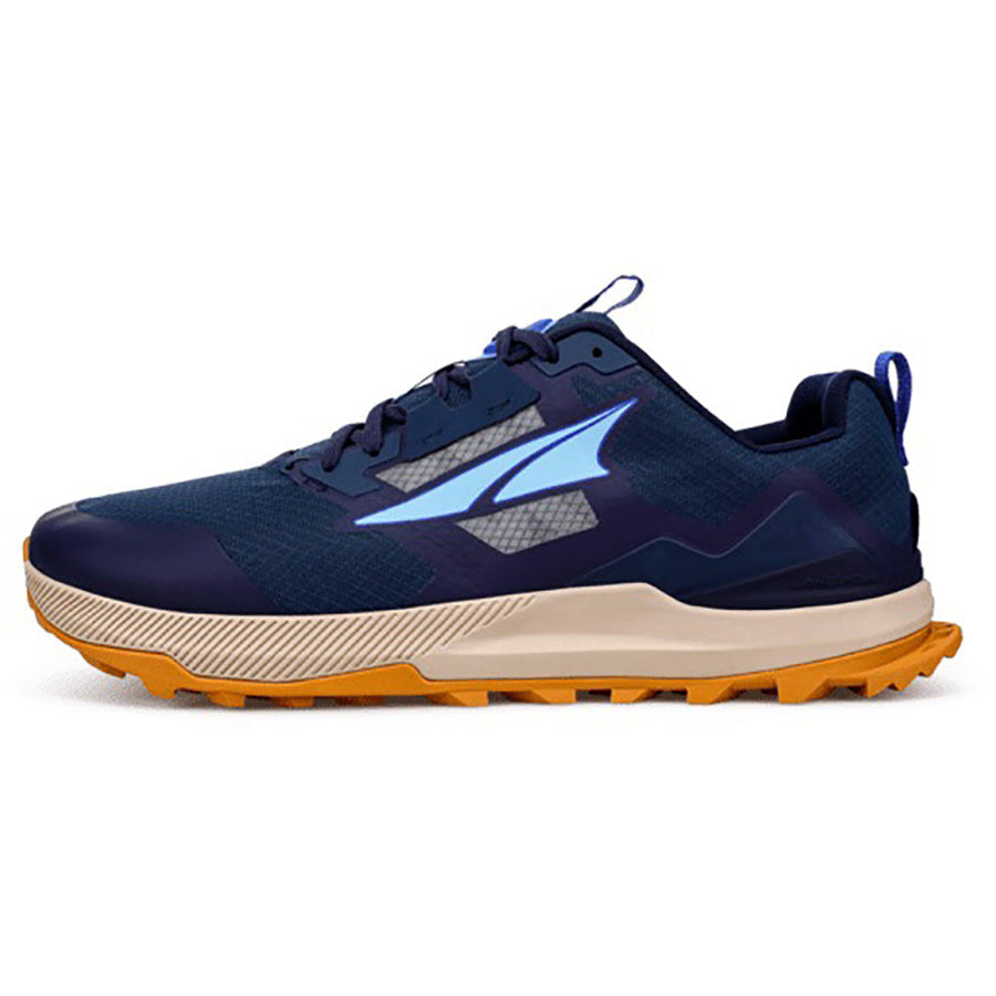 Quarter view Men's Altra Footwear style name Lone Peak 7 in color Navy. Sku: AL0A7R6H-445