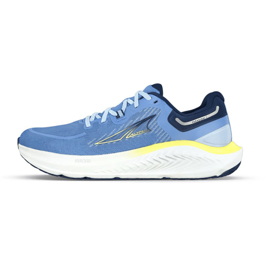 Quarter view Women's Altra Footwear style name Paradigm 7 in color Blue. Sku: AL0A82CG-440