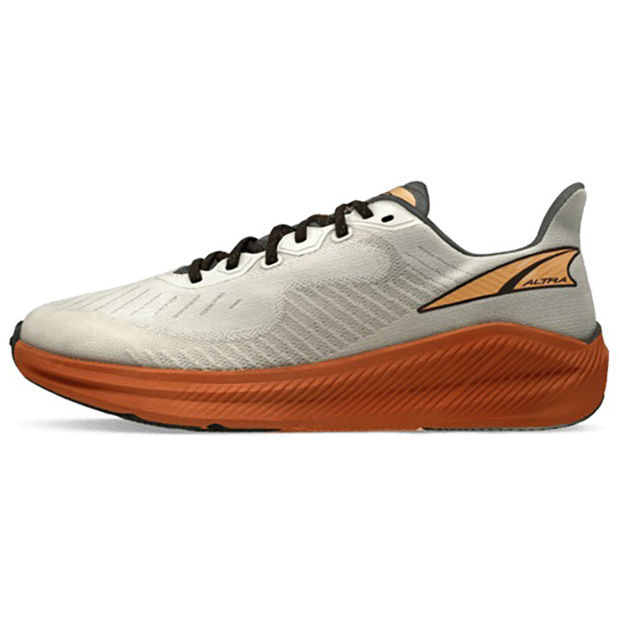 Quarter turn view Men's Altra Footwear style name Experience Form in color Gray/ Orange. Sku: AL0A85NT-280