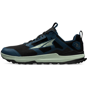 Quarter view Men's Altra Footwear style name Lone Peak 8 Wide in color Navy/Black. Sku: AL0A85P3-401