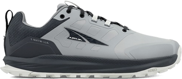 Quarter turn view Men's Altra Footwear style name Lone Peak 9 Waterproof Low in color GRAY. Sku: AL0A85PM-220