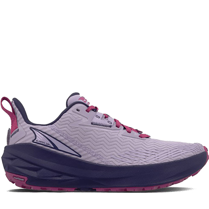 Quarter turn Women's Altra Footwear style name Experience Wild in color Purple. Sku: AL0A85QD-550