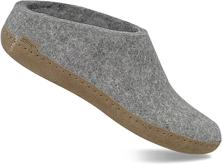 Quarter turn view Women's Glerups Footwear style name Slip-On Leather in color GREY. Sku: B-01-00