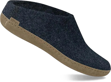 Quarter turn view Women's Glerups Footwear style name Slip-On Leather in color DENIM. Sku: B-10