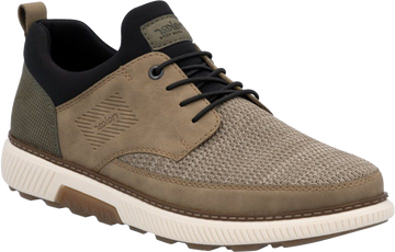 Quarter turn view Men's Rieker Footwear style name Stan 54 in color Fango/ Keisel/ Fjord. Sku: B3354-64
