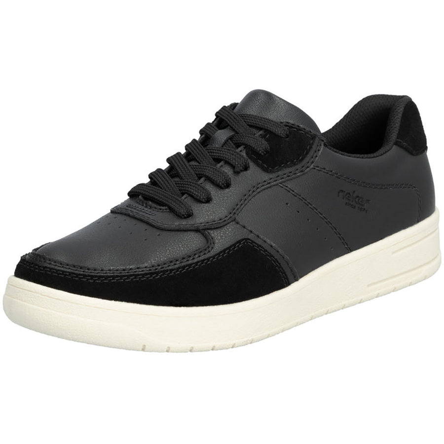 Quarter turn view Men's Rieker Footwear style name Stefano 06 in color Black. Sku: B7806-00