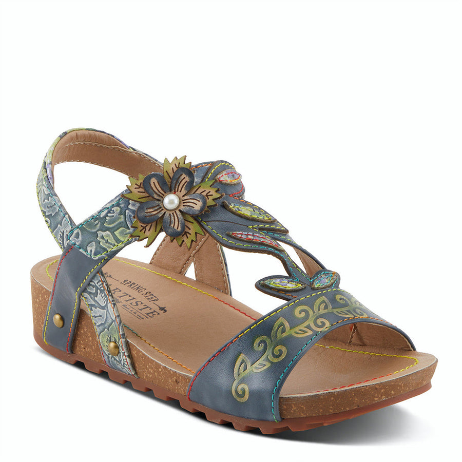 Quarter view Women's L'Artiste Footwear style name Beloved in color Teal Multi. Sku: BELOVED-TLM