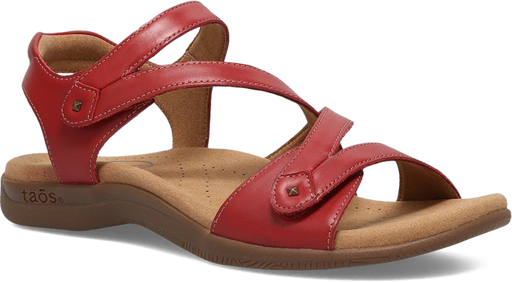 Quarter turn view Women's Taos Footwear style name Big Time Wide in color Red. Sku: BGT-14132REDW