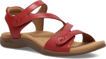 Quarter turn view Women's Taos Footwear style name Big Time Wide in color Red. Sku: BGT-14132REDW