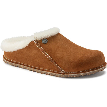 Quarter turn view Women's Birkenstock Footwear style name Zermatt Premium Narrow in color Mink/ Natural. Sku: BK1023145