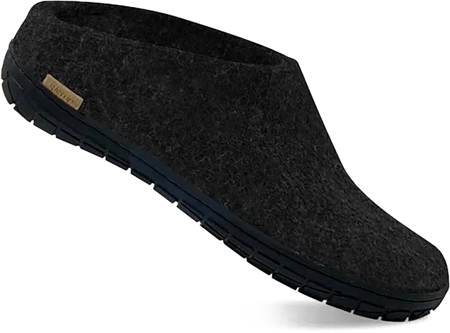 Quarter turn view Women's Glerups Footwear style name Slip-On Rubber in color CHARCOAL. Sku: BR-02