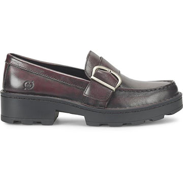 Quarter turn view Women's Born Footwear style name Contessa in color Burgundy. Sku: BR0054493