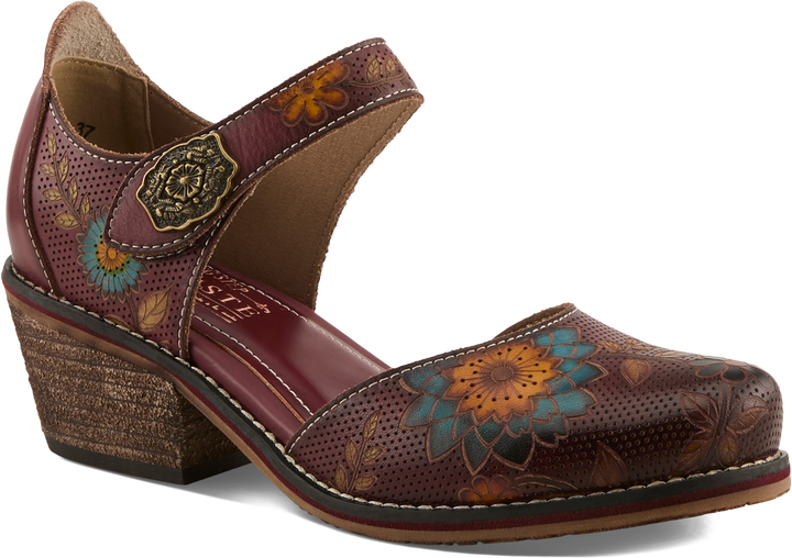 Quarter turn view Women's L'Artiste Footwear style name Cabracho in color BORD MULTI. Sku: CABRACHO-BXM