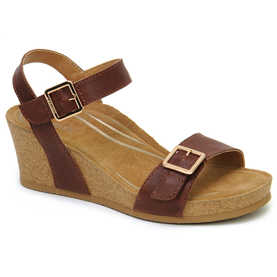 Quarter view Women's Aetrex Footwear style name Lexa in color Walnut. Sku: CK102