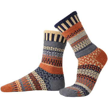 Quarter view Women's Solmate Sock style name Solmate Crew in color Nutmeg. Sku: CREW-NUT