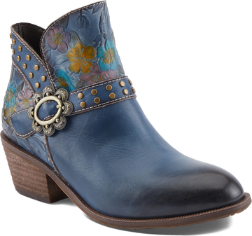 Quarter turn view Women's L'Artiste Footwear style name Daintylady in color BLUE MULTI. Sku: DAINTYLADY-BLUM