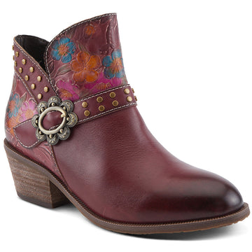 Quarter turn view Women's L'Artiste Footwear style name Daintylady in color Bordeaux Multi. Sku: DAINTYLADY-BXM