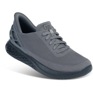 Quarter view Men's Kizik Footwear style name Athens in color Graphite. Sku: DATHGT02