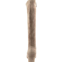 Rear View Women's Django & Juliette Boot in Taupe Stretch Microsuede Sku: DJ12511NGVFT