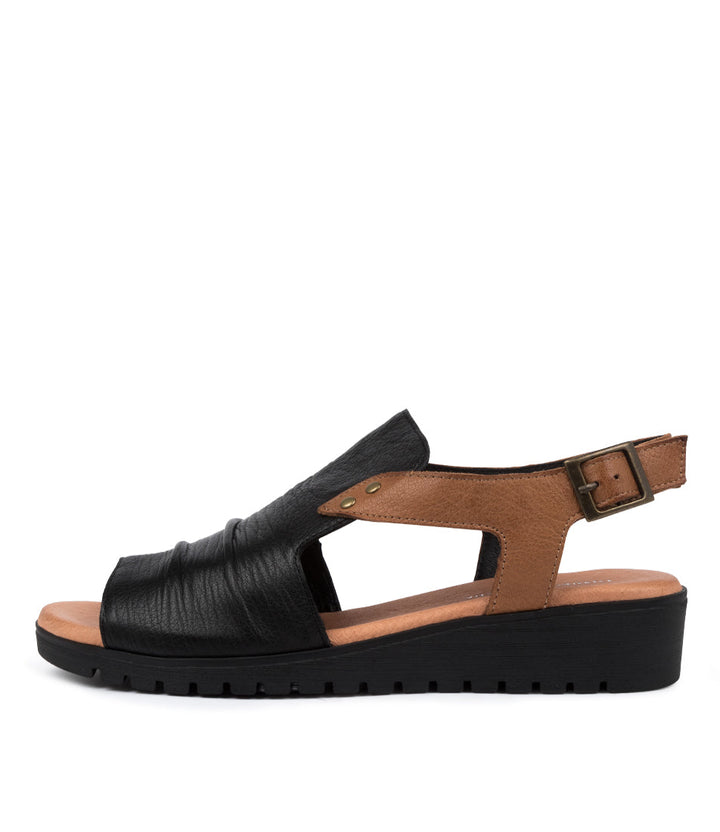 Women's Django & Juliette Madis Sandal In Black/ Dk Tan Leather Sku: Dj14516Bhcle