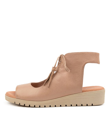 Outside View Women's Django & Juliette Milan Sandal In Cafe/ Nude Sole Leather Sku: Dj17016Nzjle