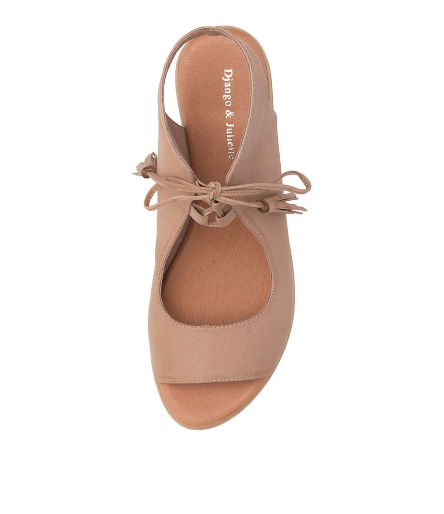 Overhead View Women's Django & Juliette Milan Sandal In Cafe/ Nude Sole Leather Sku: Dj17016Nzjle