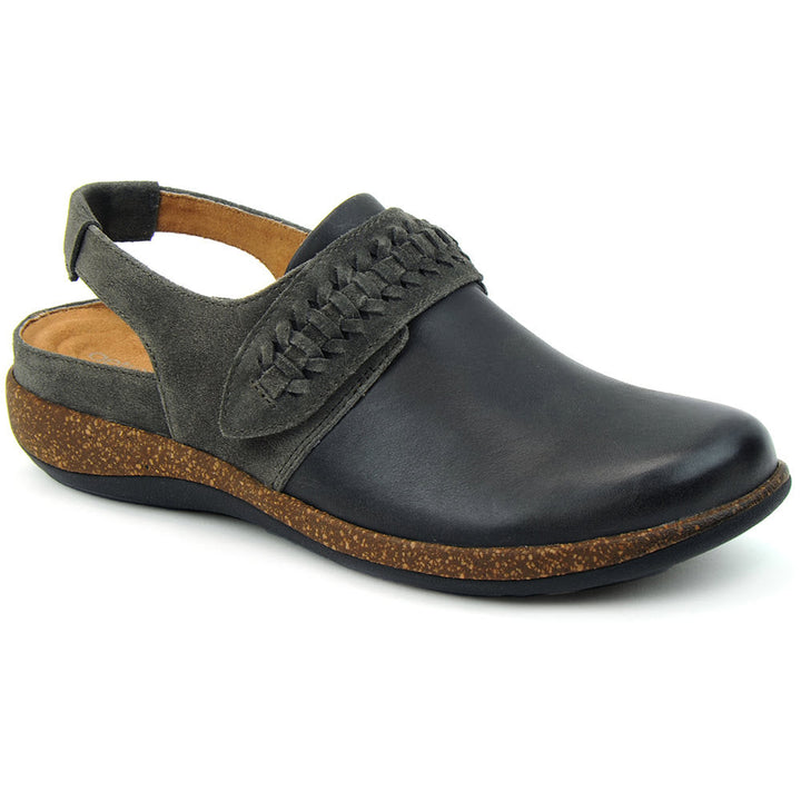 Quarter view Unisex Aetrex Footwear style name Leni color Iron. Sku: DM334WM