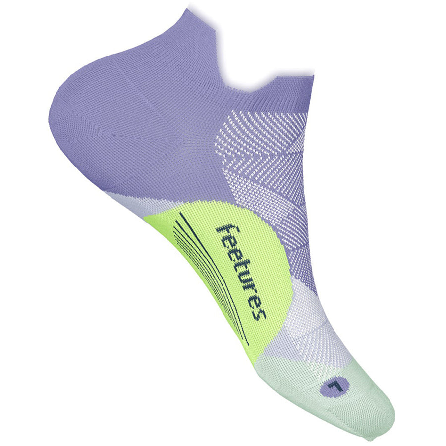 Quarter turn view Women's Feetures Sock style name Elite Light Cushion No-Show in color Lavender Rush. Sku: E5046710