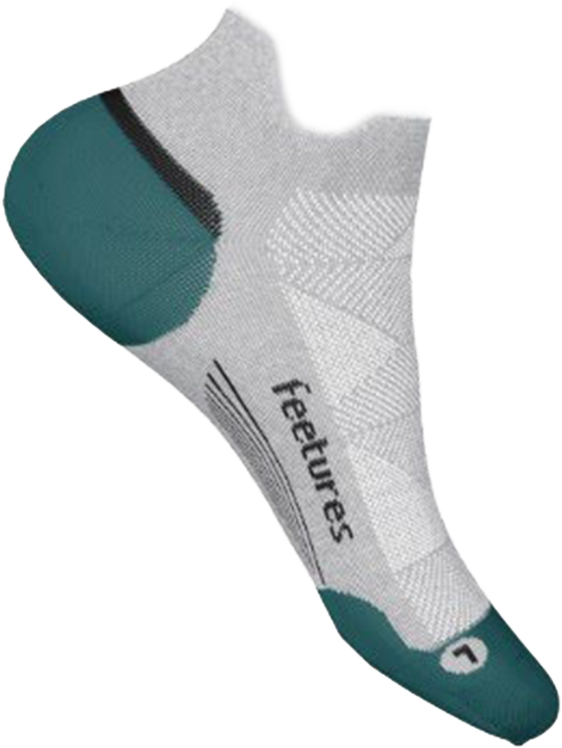Quarter turn view Unisex Feetures Sock style name Elite Max Cushion in color Stone Ivy. Sku: EC5021862