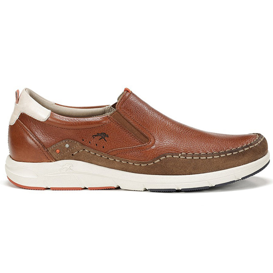 Quarter view Men's Fluchos Footwear style name Kai Slip-On in color Cuero. Sku: F1985-CUE