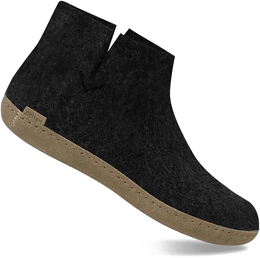 Quarter turn view Women's Glerups Footwear style name Boot Leather in color CHARCOAL. Sku: G-02