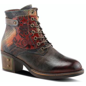 Quarter view Women's L'Artiste Footwear style name Harmonic color Brown Multi Leather. Sku: HARMONIC-BRM