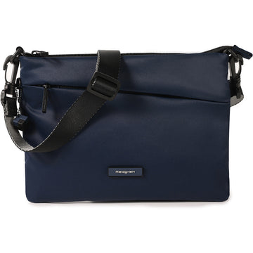 Quarter turn view Women's Hedgren Hand Bag style name Orbit Crossbody in color Navy Cosmos. Sku: HNOV08-795