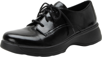 Quarter turn view Women's Alegria Footwear style name Joclyn in color Dapper Black. Sku: JCL-6329