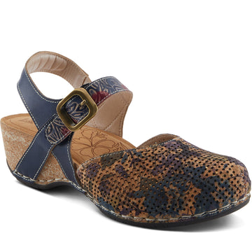 Quarter turn Women's L'Artiste Footwear style name Koraline in color Navy Multi. Sku: KORALINE-NM