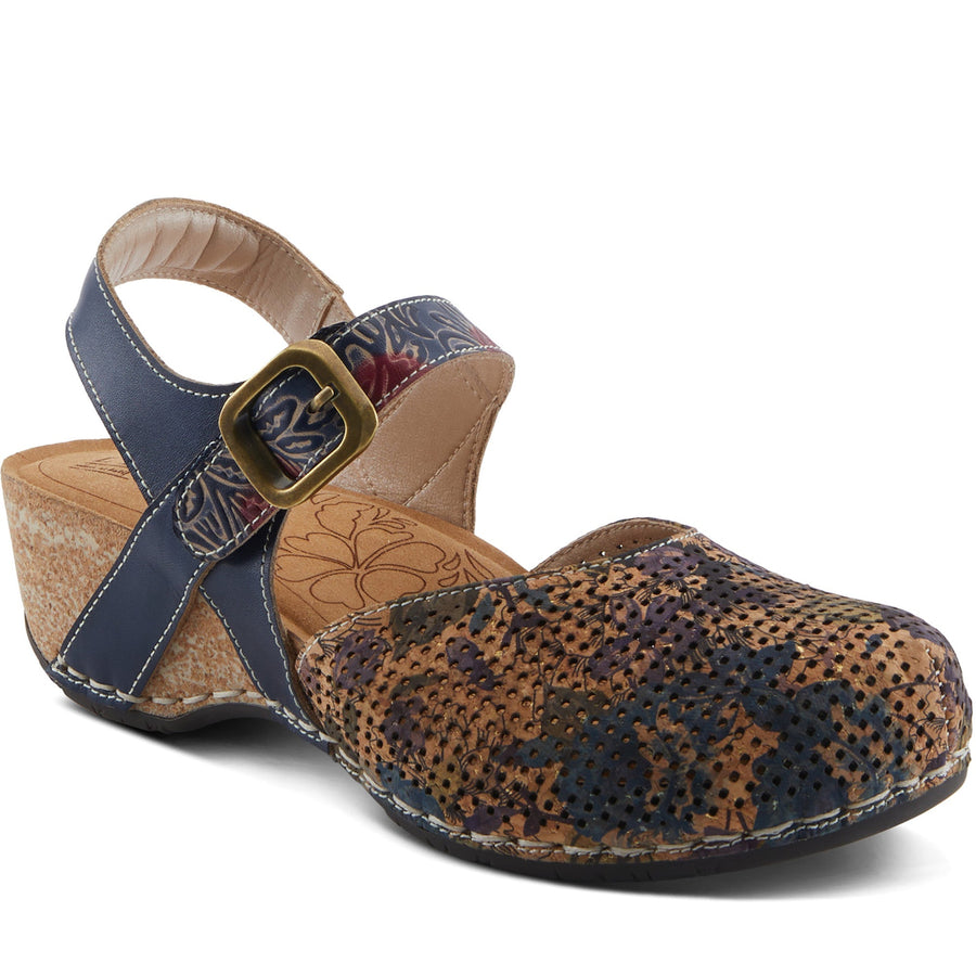Quarter turn Women's L'Artiste Footwear style name Koraline in color Navy Multi. Sku: KORALINE-NM
